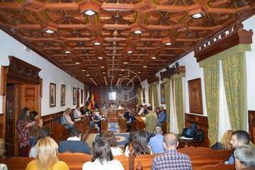 El periodista teldense Gaumet Florido leyó este jueves en el Pleno municipal el Manifiesto Institucional por el Día Internacional de las Mujeres (Foto TA y Francisco J. Santana)
